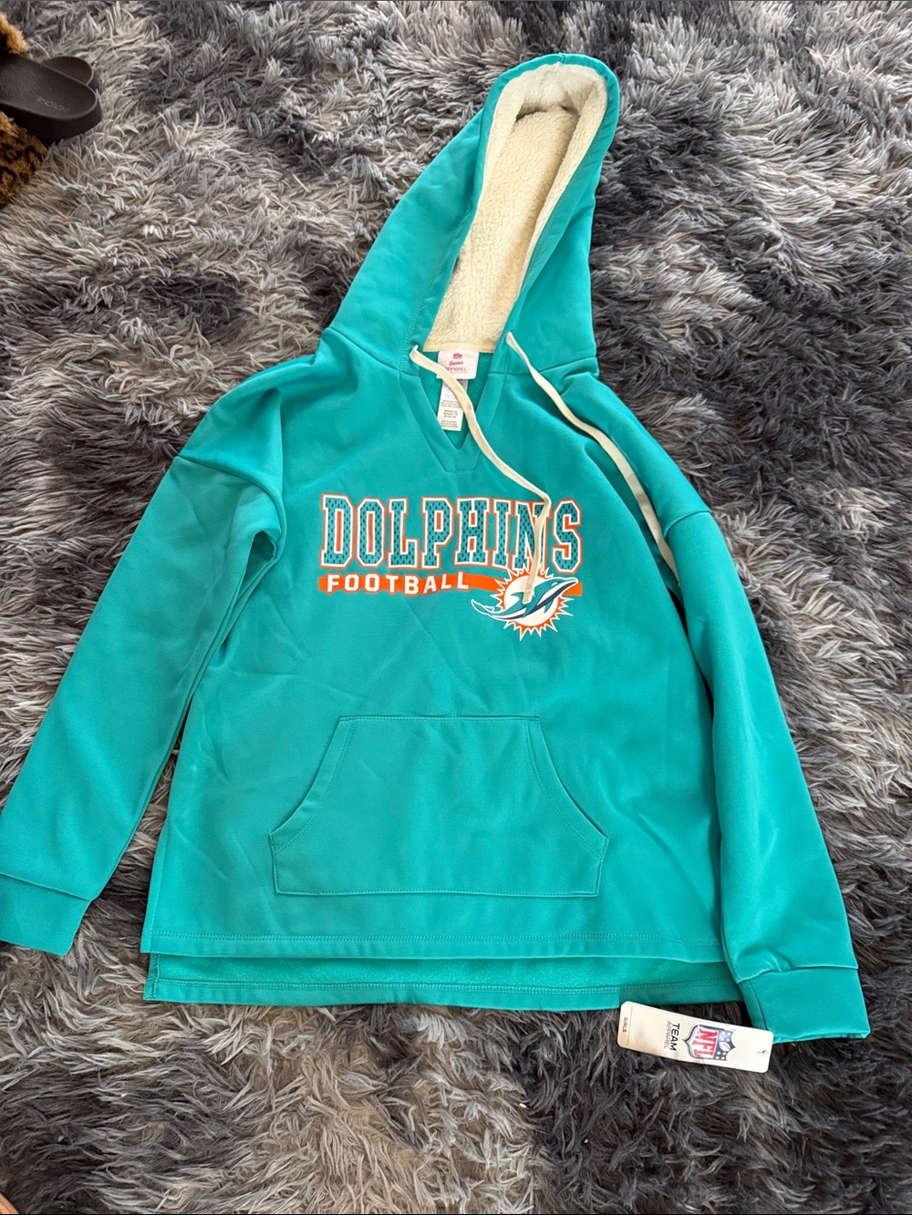 NFL Teal Youth Dolphins Hooded Sweatshirt with Sherpa Lining